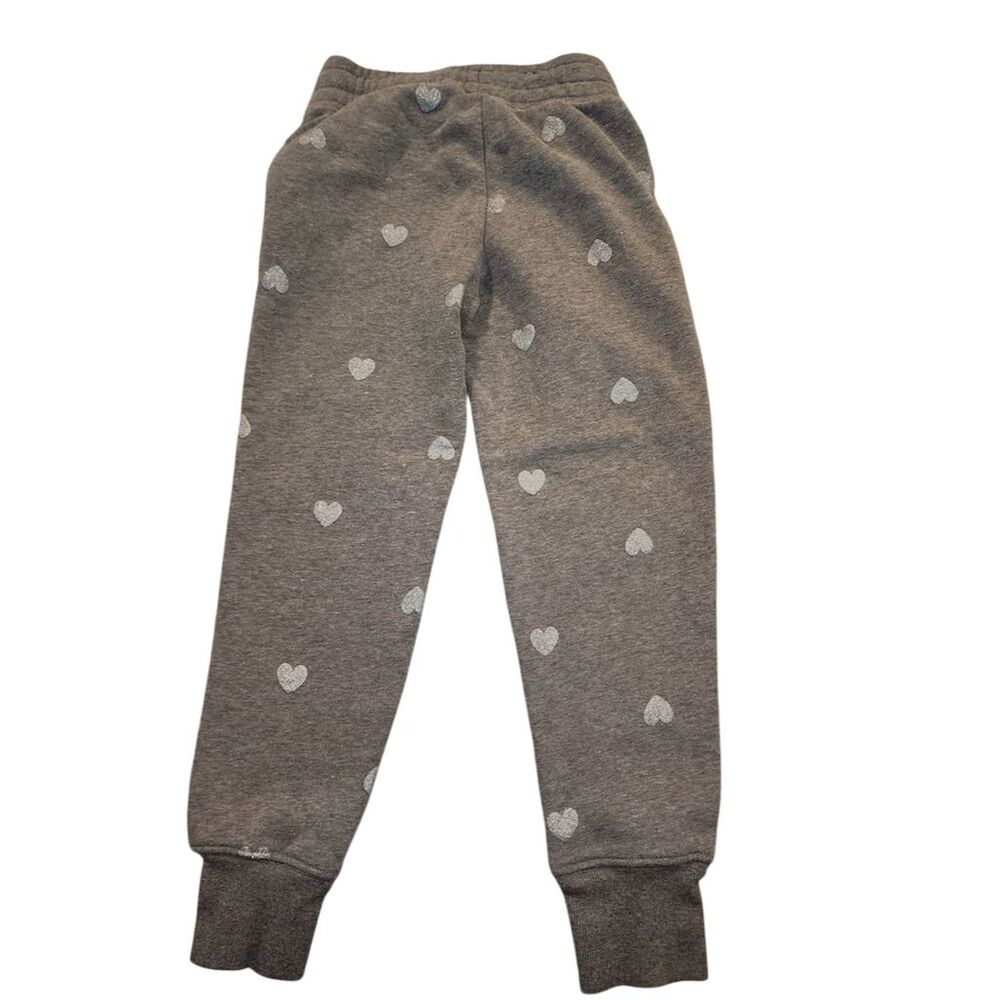 Old Navy Girls Heart Print Joggers Gray Size 6-7 Elastic Waistband - Picture 6 of 6